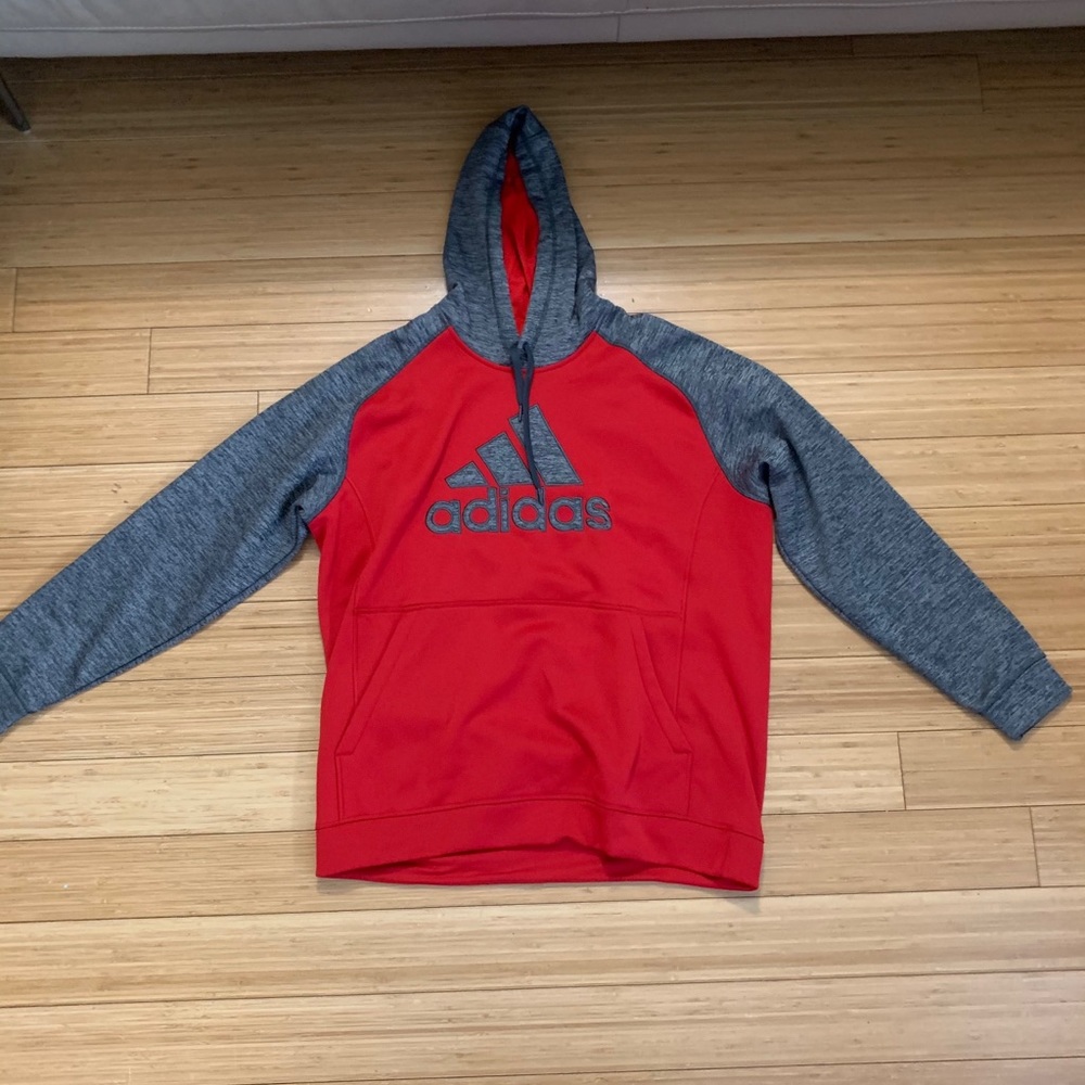 Red Gray  Adidas hoodie never worn XL
